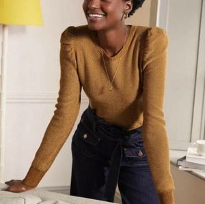 Boden Sparkle Puff Sleeve Sweater